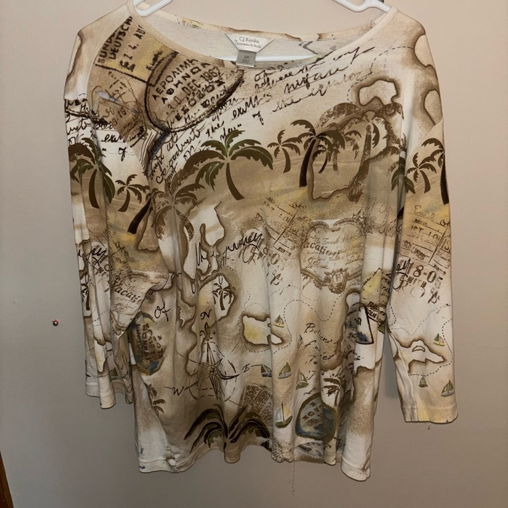Christopher & Banks Cream Artistic Blouse